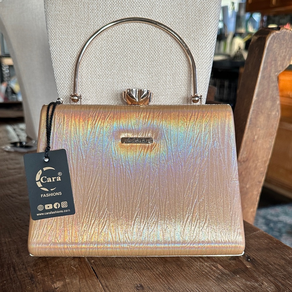 Vintage 1980’s Cara  Iridescent Gold Clutch